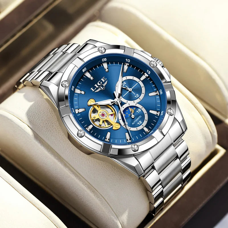 LIGE Luxury Hollow Tourbillon Men’s Watch