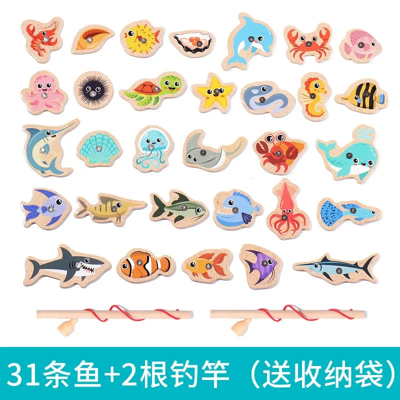 Montessori Wooden Fishing Toys for Children