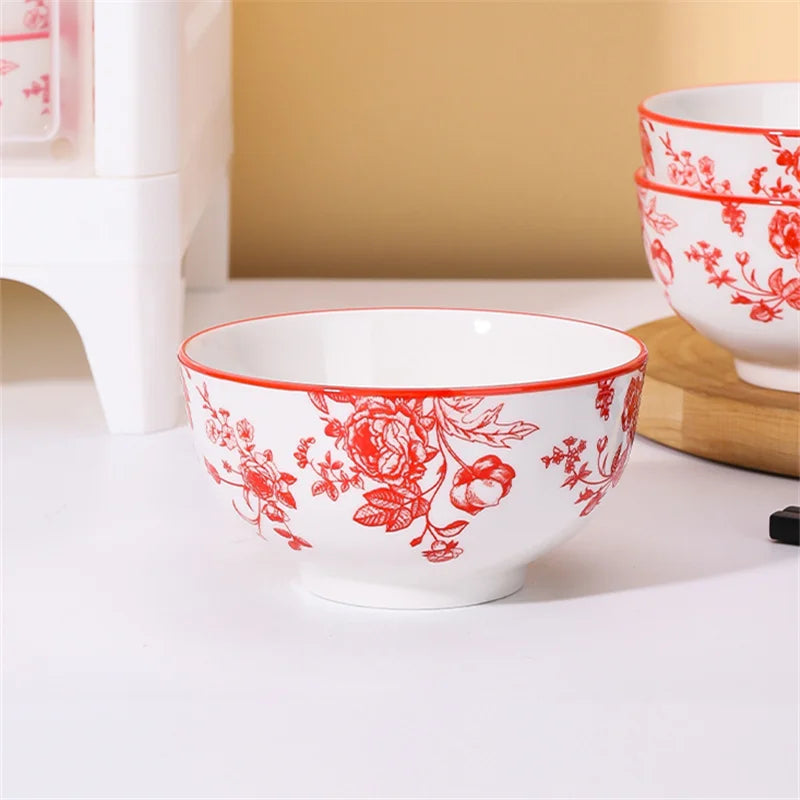 Elegant 3-Piece Ceramic Rice Bowl Set for a More Cosy and Beautiful Home Dining Experience