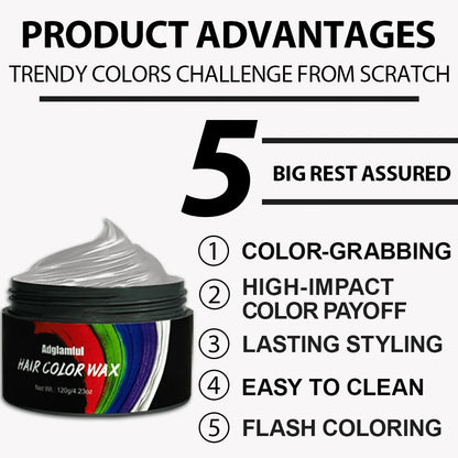 Multi-Color Temporary Hair Wax - Quick & Easy, Damage-Free, Washable, Non-Greasy, One-Time Use for Parties & Events