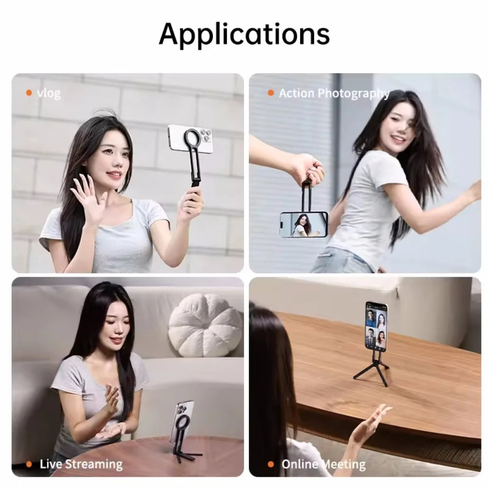 Foldable Magnetic Phone Tripod with Carabiner Mount