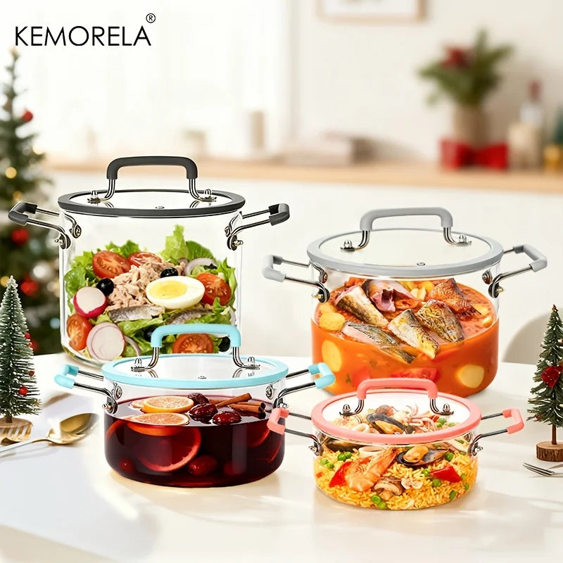 Crystal-Clear Glass Saucepan with Lid