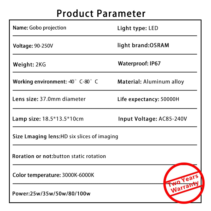LED HD Outdoor IP67 Waterproof Image Projector