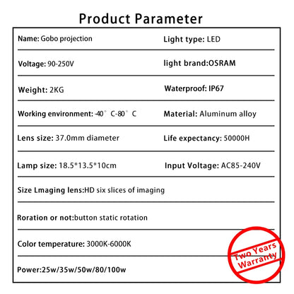 LED HD Outdoor IP67 Waterproof Image Projector