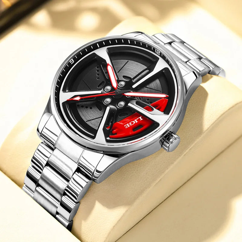 Modern Car Wheel Inspired Men’s Watch