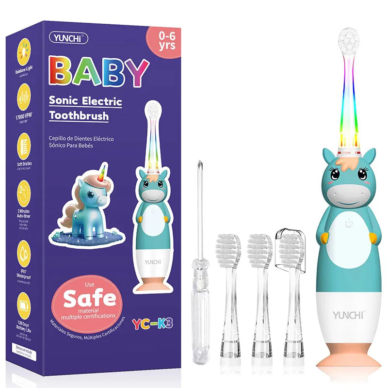 Kids Sonic Electric Toothbrush with Timer & Replacement Heads