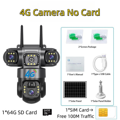 Solar 4G Triple-Lens Security Camera 12MP 6K