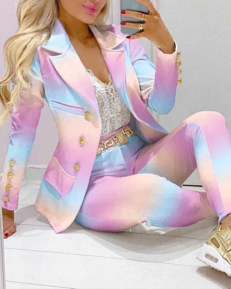 Elegant Two-Piece Blazer and Trouser Set for Women