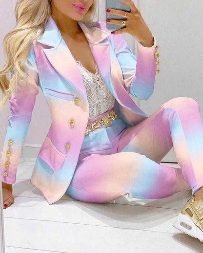 Elegant Two-Piece Blazer and Trouser Set for Women