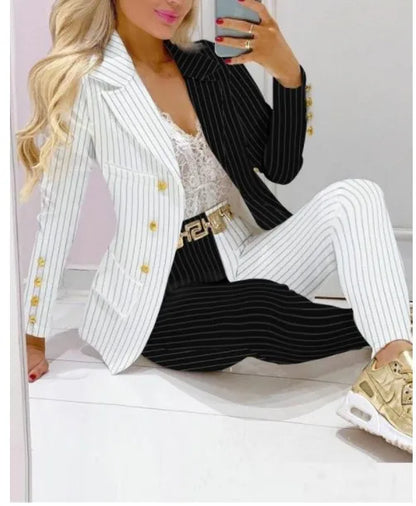 Elegant Two-Piece Blazer and Trouser Set for Women