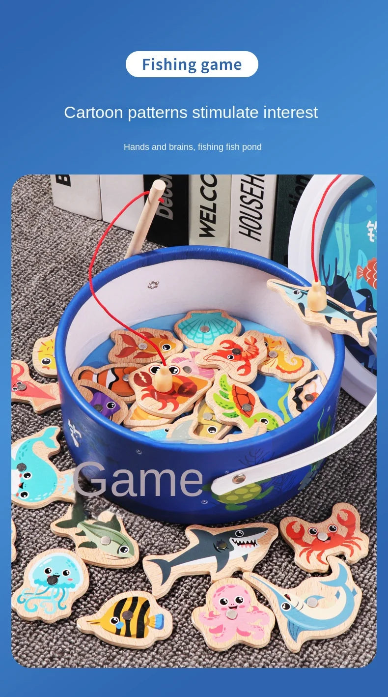 Montessori Wooden Fishing Toys for Children