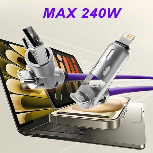 Fast charger with 240W 4-in-1 USB cable