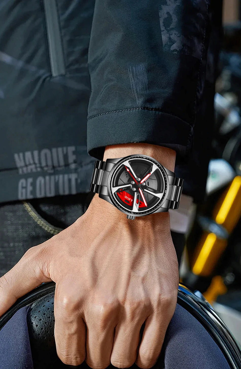 Modern Car Wheel Inspired Men’s Watch