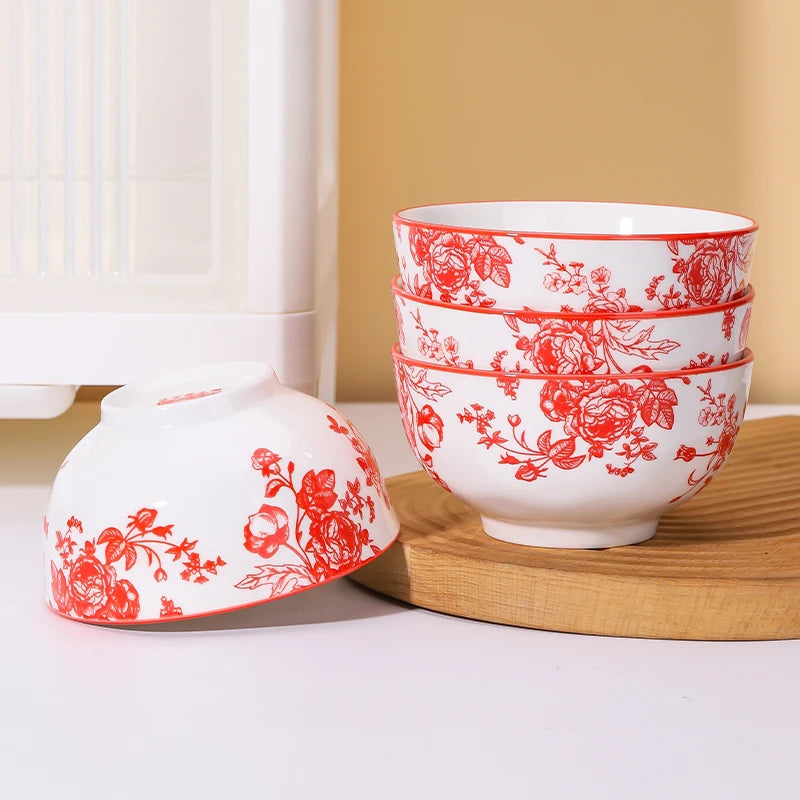 Elegant 3-Piece Ceramic Rice Bowl Set for a More Cosy and Beautiful Home Dining Experience