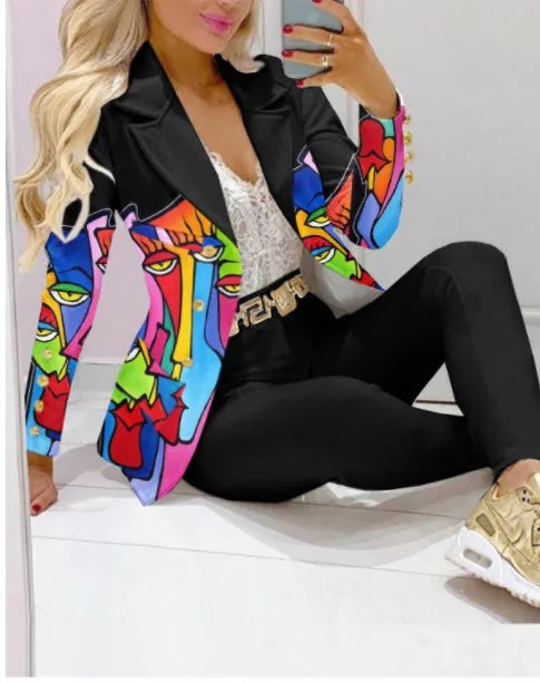 Elegant Two-Piece Blazer and Trouser Set for Women
