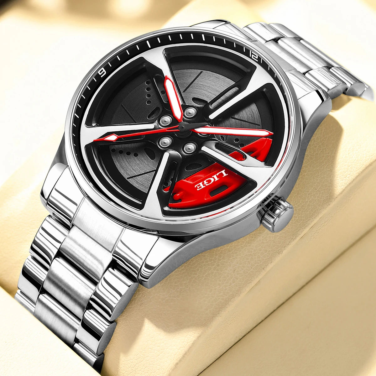 Modern Car Wheel Inspired Men’s Watch