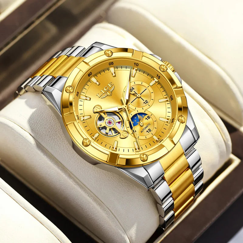 LIGE Luxury Hollow Tourbillon Men’s Watch