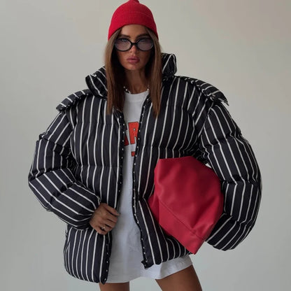 Women’s Striped Hooded Cotton Jacket
