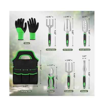 Gardening Tool Set – 8-Piece Heavy-Duty Stainless Steel Kit with Organiser Bag