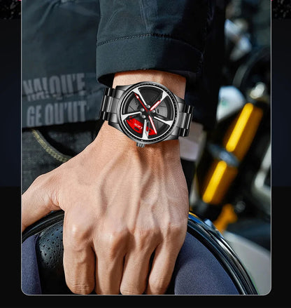 Modern Car Wheel Inspired Men’s Watch