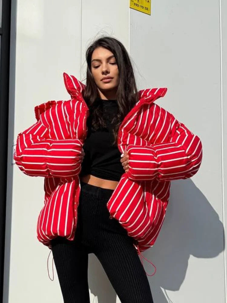 Women’s Striped Hooded Cotton Jacket