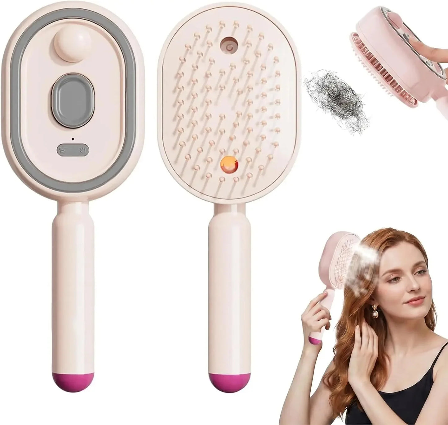 3-in-1 Hairbrush with Steam, Essential Oil, and Self-Cleaning