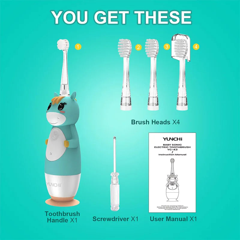 Kids Sonic Electric Toothbrush with Timer & Replacement Heads