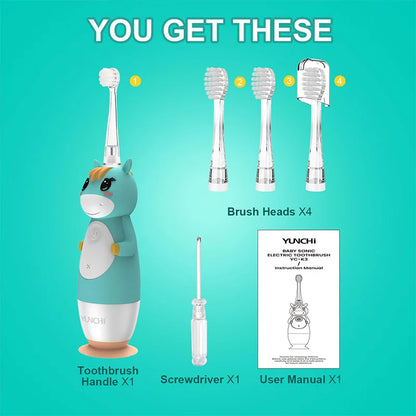 Kids Sonic Electric Toothbrush with Timer & Replacement Heads
