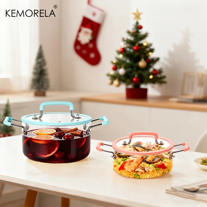 Crystal-Clear Glass Saucepan with Lid