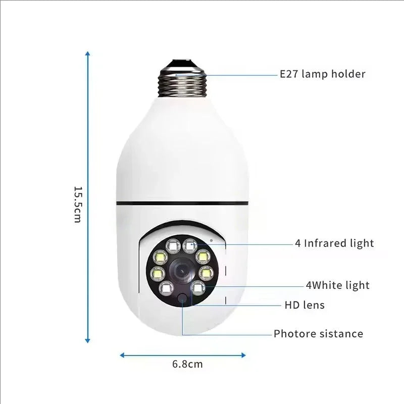 4G WiFi IP Bulb with Camera, E27 socket, and 3MP sensor