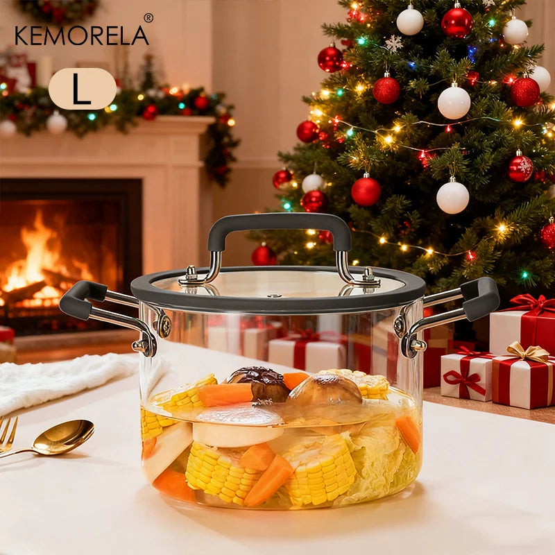 Crystal-Clear Glass Saucepan with Lid