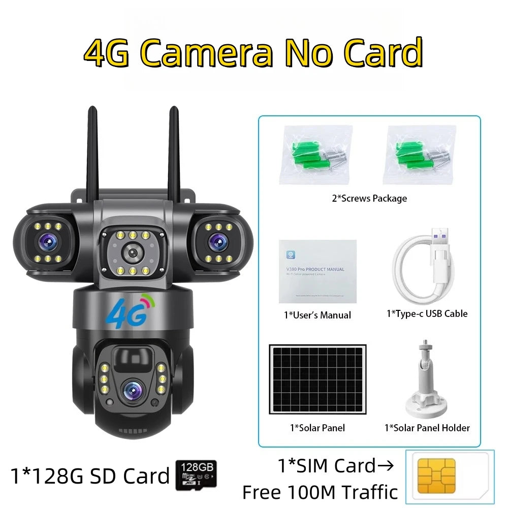Solar 4G Triple-Lens Security Camera 12MP 6K