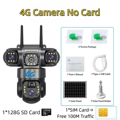 Solar 4G Triple-Lens Security Camera 12MP 6K