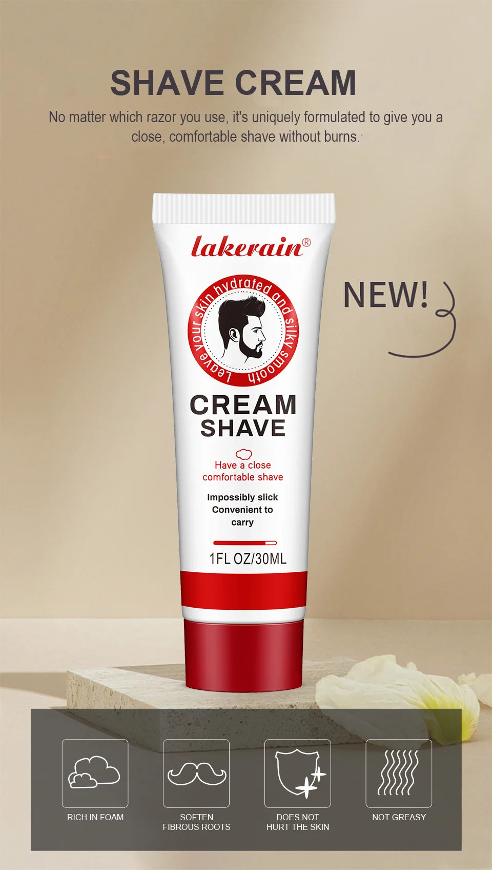 Natural Shaving Cream For Men Facial Care, Rich And Dense Foam Effectively Softens Beard For Easy Shaving Gentle For All Beard T
