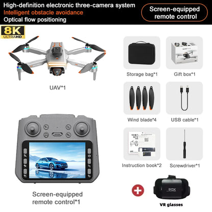 M4 8K HD Triple-Camera Drone With Integrated Screen