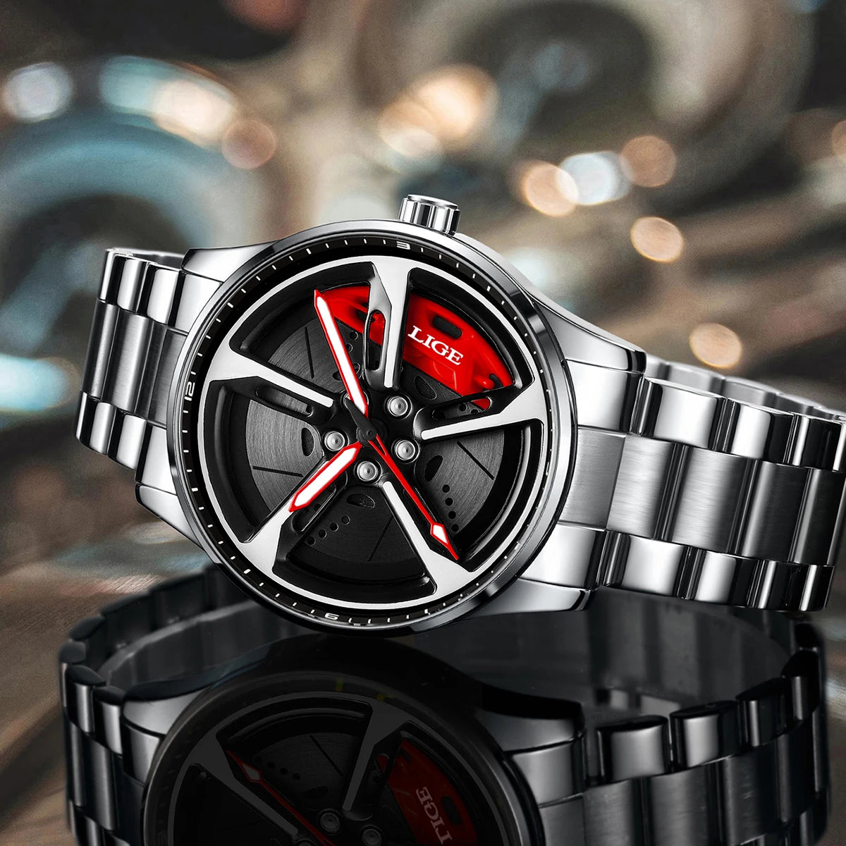Modern Car Wheel Inspired Men’s Watch
