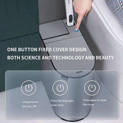 7L Smart Sensor Bathroom Bin & Toilet Brush Set – Touchless Stainless Steel Waterproof Waste Bin