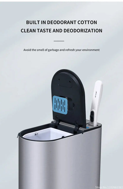 7L Smart Sensor Bathroom Bin & Toilet Brush Set – Touchless Stainless Steel Waterproof Waste Bin
