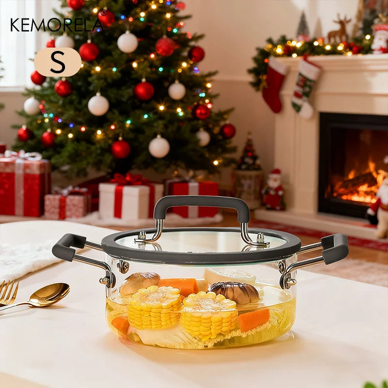 Crystal-Clear Glass Saucepan with Lid