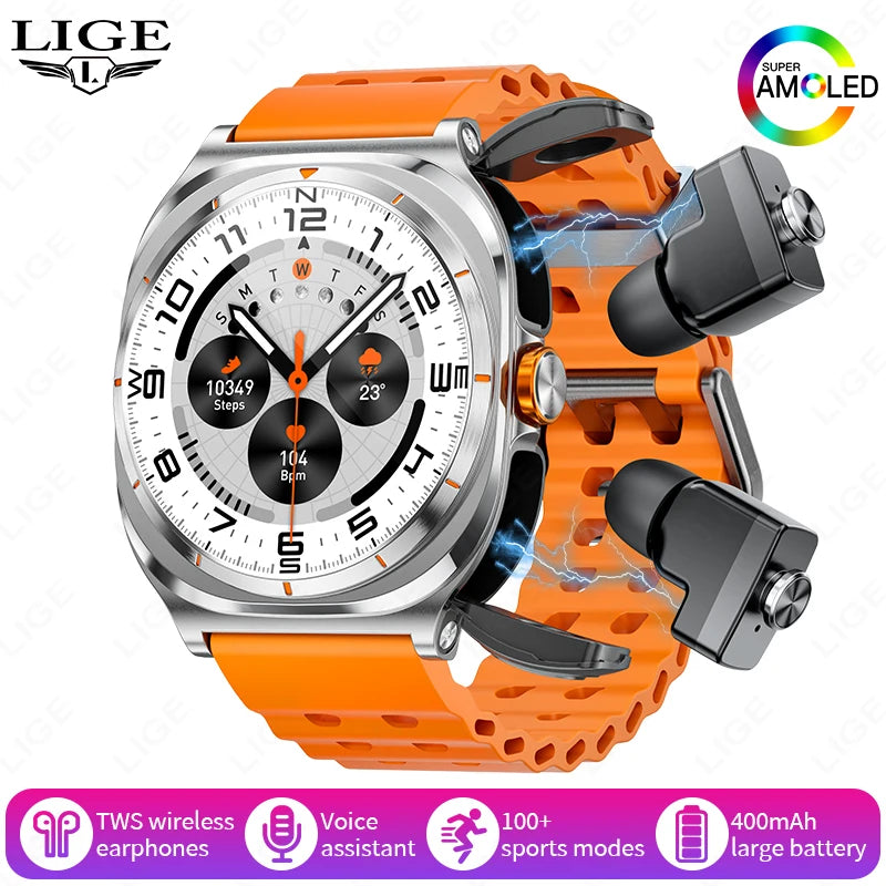 The Ultimate 2-in-1 Smartwatch with Hidden Wireless Earphones