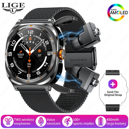 The Ultimate 2-in-1 Smartwatch with Hidden Wireless Earphones