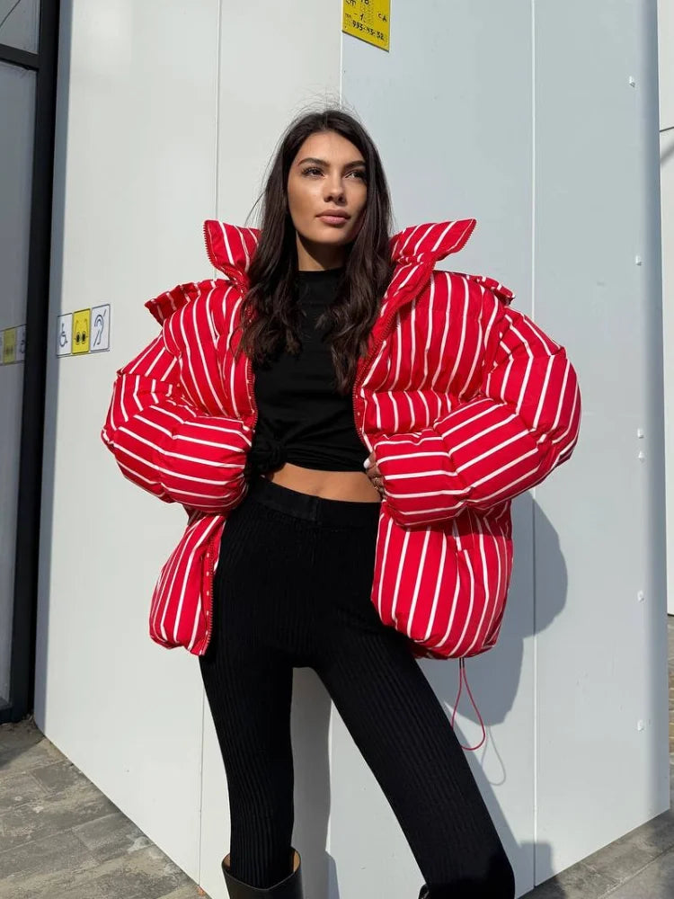 Women’s Striped Hooded Cotton Jacket