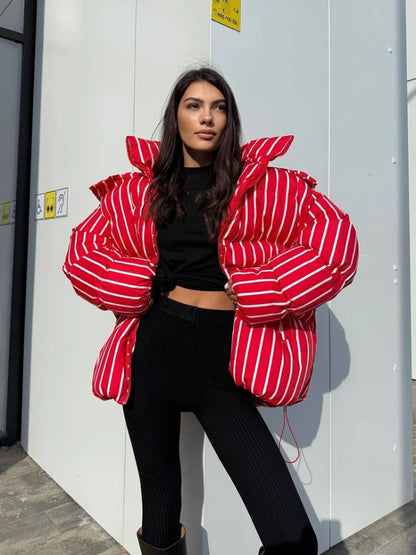 Women’s Striped Hooded Cotton Jacket