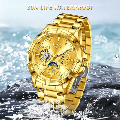 LIGE Luxury Hollow Tourbillon Men’s Watch