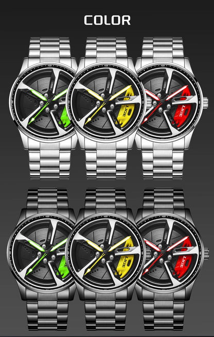 Modern Car Wheel Inspired Men’s Watch