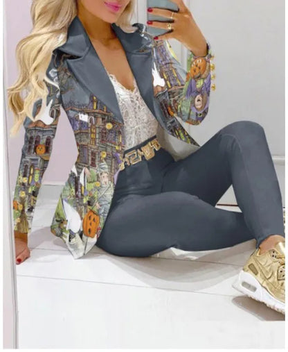 Elegant Two-Piece Blazer and Trouser Set for Women
