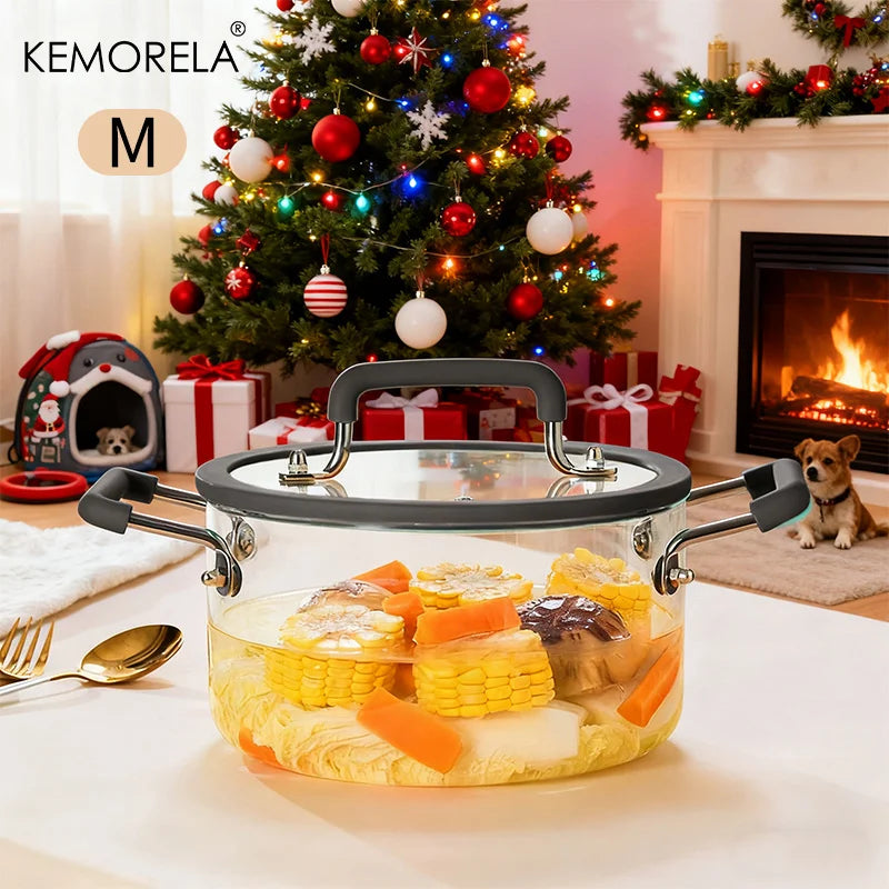Crystal-Clear Glass Saucepan with Lid