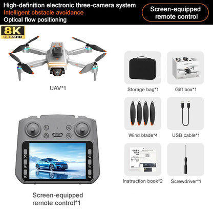M4 8K HD Triple-Camera Drone With Integrated Screen