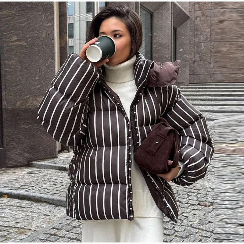 Women’s Striped Hooded Cotton Jacket