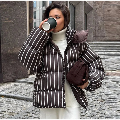 Women’s Striped Hooded Cotton Jacket